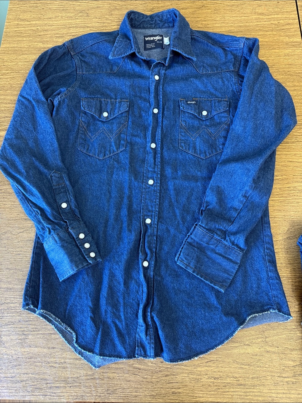 Wrangler Blue Denim Snap-Front Western Shirt